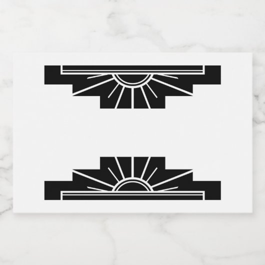 Art Deko Sonnenelement in Schwarz Lebensmitteletikett (Einzelnes Label)