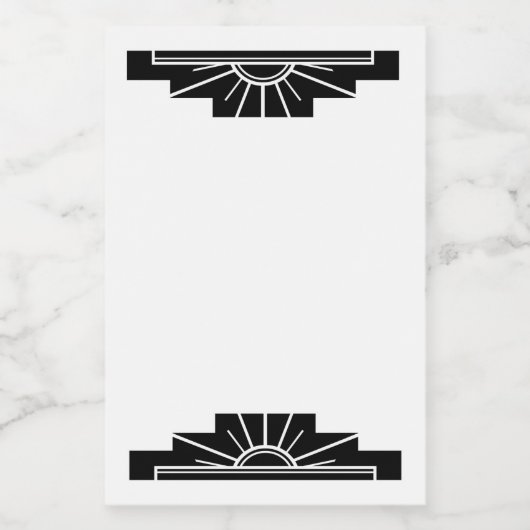 Art Deko Sonnenelement in Schwarz Lebensmitteletikett (Einzelnes Label)