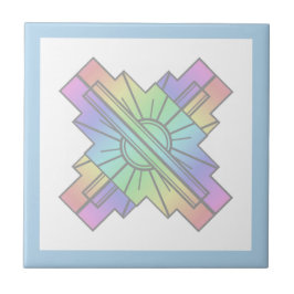 Art Deko Sonnenelement in weichen Pastelltönen Fliese