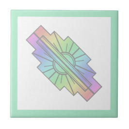 Art Deko Sonnenelement in weichen Pastelltönen Fliese