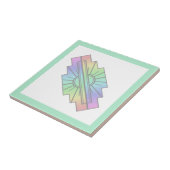 Art Deko Sonnenelement in weichen Pastelltönen Fliese (Seite)