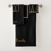 Art Deko Stil Imitate Gold Bäume schwarz Badhandtuch Set (Insitu)