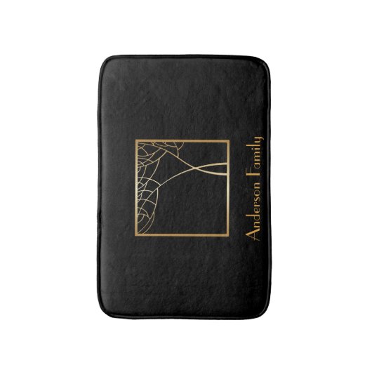 Art Deko Stil Imitate Goldbaum mit Rahmen auf schw Badematte (Vorderseite Vertikal)