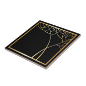 Art Deko Stil Imitate Goldbaum mit Rahmen auf schw Fliese (Seite)