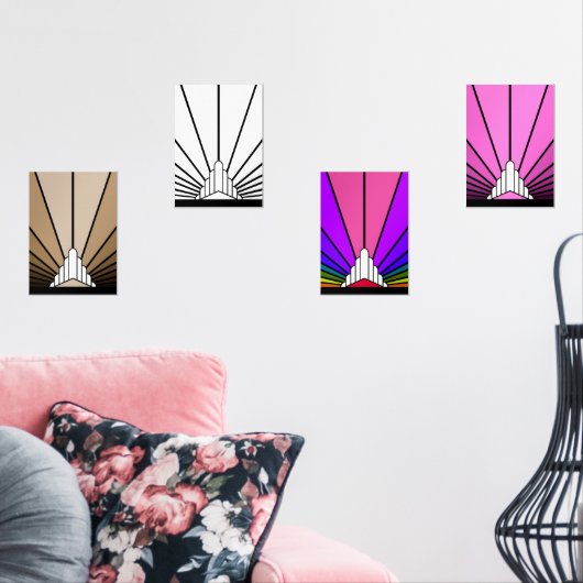 Art Deko sun Bilderwand Sets (Wohnzimmer)