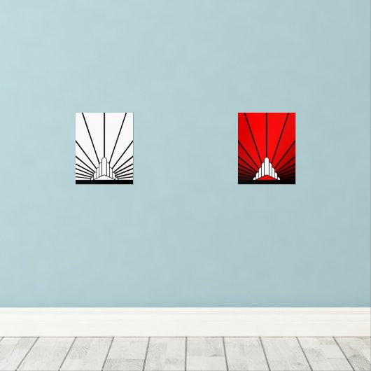 Art Deko sun Bilderwand Sets (Holzboden)