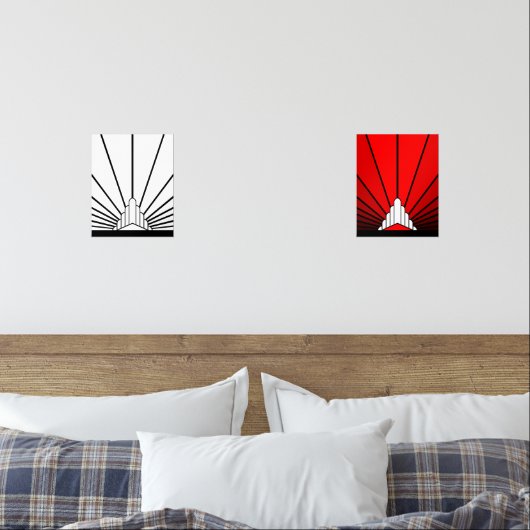 Art Deko sun Bilderwand Sets (Schlafzimmer)