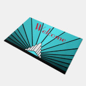 Art Deko sun in aqua Fußmatte (Schrägansicht)