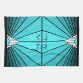Art Deko sun in aqua Geschirrtuch (Horizontal)