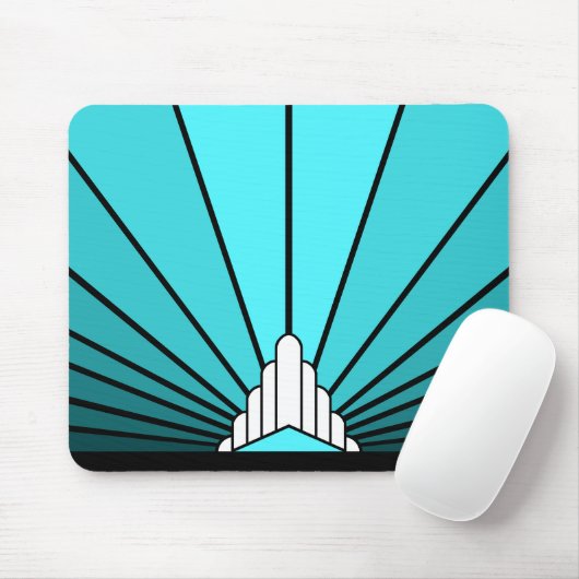 Art Deko sun in aqua Mousepad (Mit Mouse)