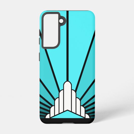 Art Deko sun in aqua Samsung Galaxy Hülle (Rückseite)