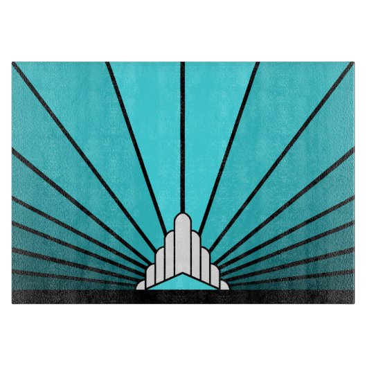 Art Deko sun in aqua Schneidebrett (Vorderseite)