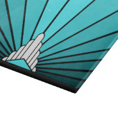 Art Deko sun in aqua Schneidebrett (Ecke)