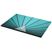 Art Deko sun in aqua Schneidebrett (Ecke)