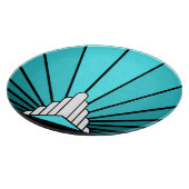 Art Deko sun in aqua Schneidebrett (Ecke)