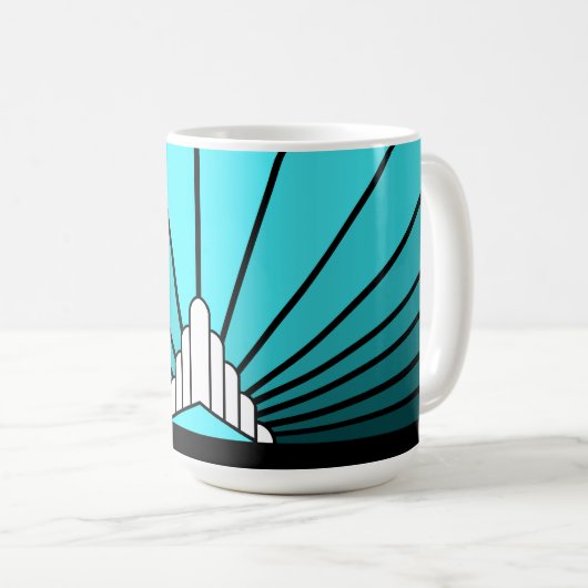Art Deko sun in Aqua Tasse (VorderseiteRechts)