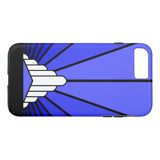 Art Deko Sun in blau Case-Mate iPhone Hülle (Rückseite (Horizontal))