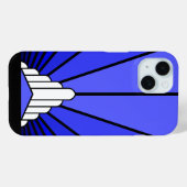 Art Deko Sun in blau Case-Mate iPhone Hülle (Rückseite (Horizontal))