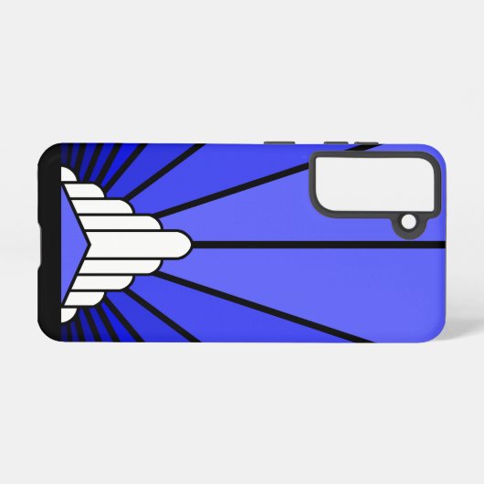 Art Deko Sun in blau Samsung Galaxy Hülle (Rückseite (Horizontal))