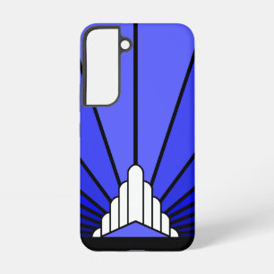 Art Deko Sun in blau Samsung Galaxy Hülle