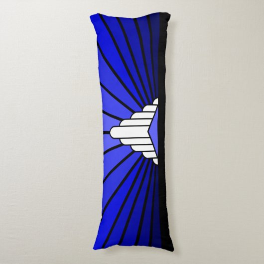 Art Deko Sun in blau Seitenschläferkissen (Vorderseite Vertikal)