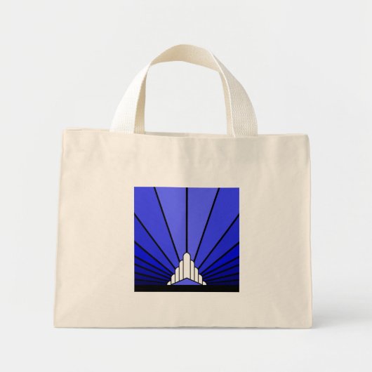 Art Deko Sun in Blue Tote Bag Mini Stoffbeutel (Vorne)