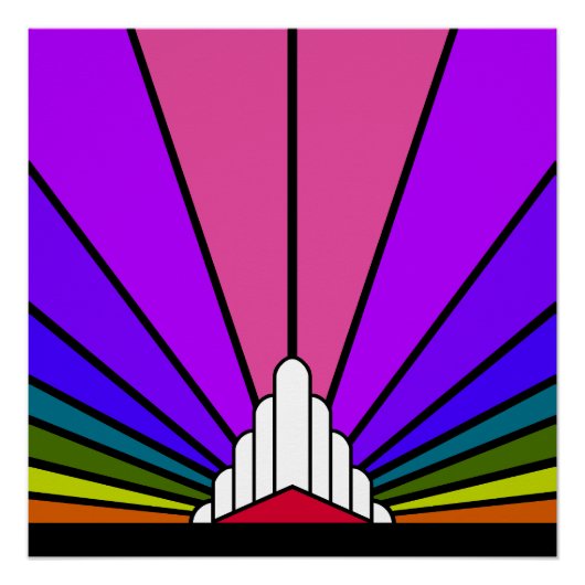 Art Deko Sun in Regenbogen (Vorderseite)