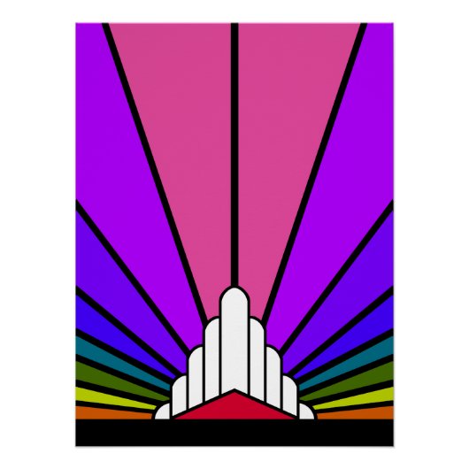 Art Deko Sun in Regenbogen (Vorderseite)