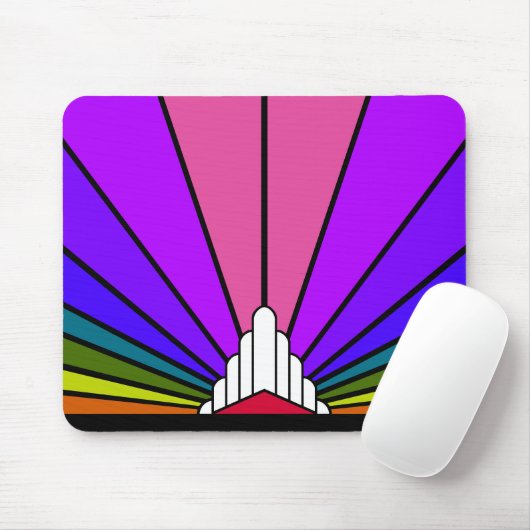 Art Deko Sun in Regenbogen Mousepad (Mit Mouse)