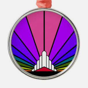 Art Deko Sun in Regenbogen Ornament Aus Metall