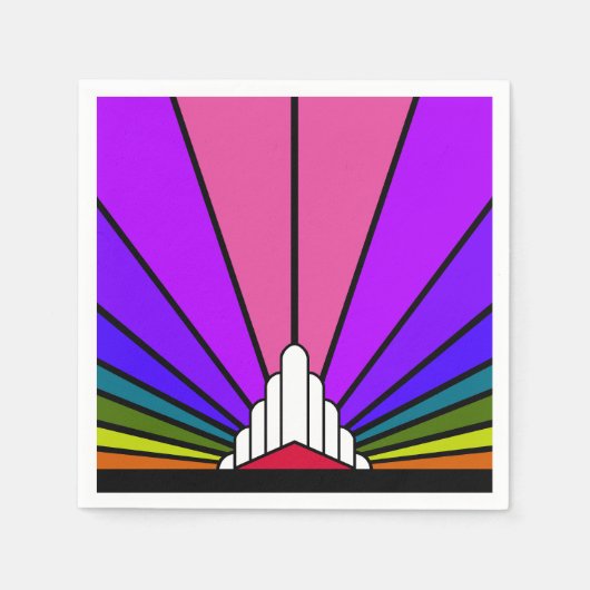 Art Deko Sun in Regenbogen Serviette (Vorderseite)