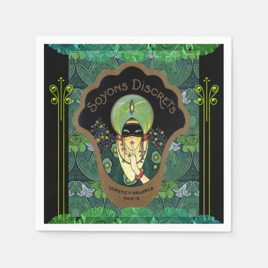 Art Deko verschleiert Frau Vintag Serviette (Vorderseite)