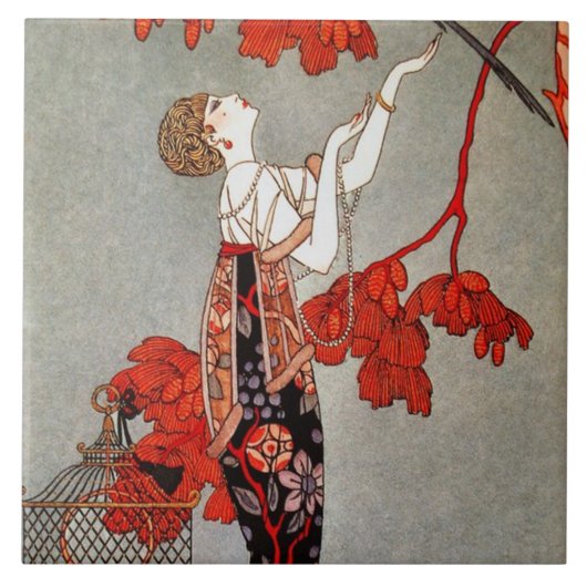 Art Deko Vintage Dekoration Keramik Fliesen (Vorderseite)