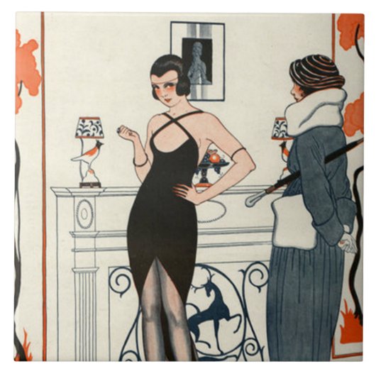 Art Deko Vintage Dekoration Keramik Fliesen (Vorderseite)