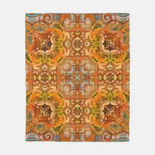 Art Deko Vintage Ornamentik in orange Fleecedecke