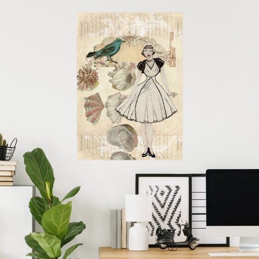 Art Deko Vogelskripte reißen große Gatsby-Girl (Heimbüro)