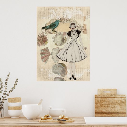 Art Deko Vogelskripte reißen große Gatsby-Girl (Küche)