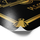 Art Deko Vorzeichen, Hochzeitszeichen, Party, Gold Fotodruck (Ecke)