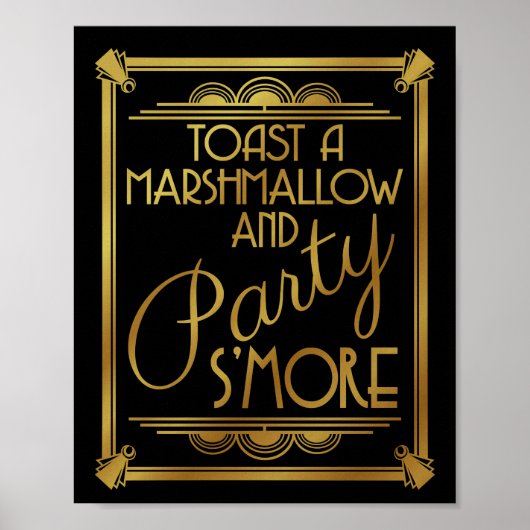 art Deko wedding, s'more Party Schild, gold, gatsb (Vorne)
