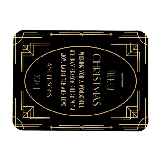 Art Deko Weihnachtsfeiertage Foto Magnet (Horizontal)