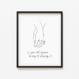 Art der Couple Holding Hands Line Poster