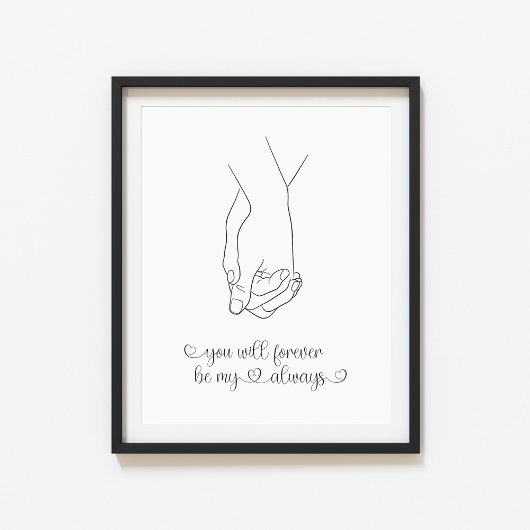 Art der Couple Holding Hands Line Poster