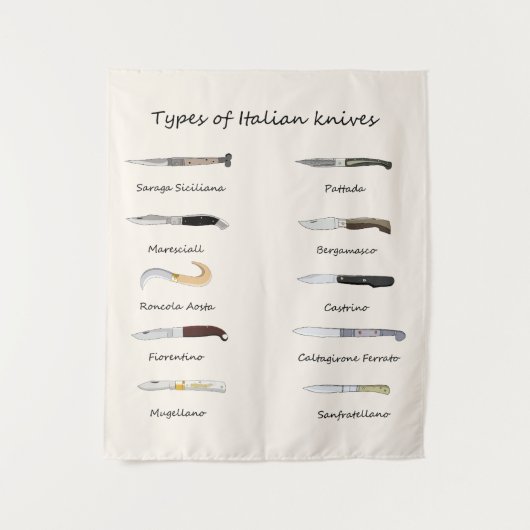 Art der italienischen Messer - Illustriert Wandteppich (Vorderseite)