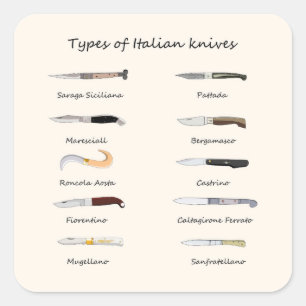 Art der italienischen Messer Quadratischer Aufkleber
