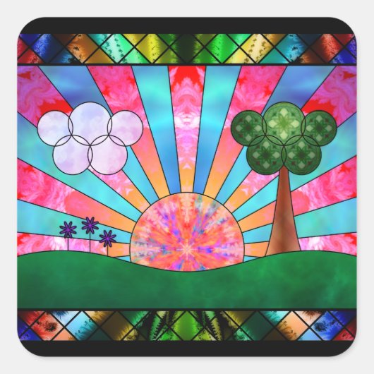 Art der Sonnenkleber Quadratischer Aufkleber (Vorderseite)