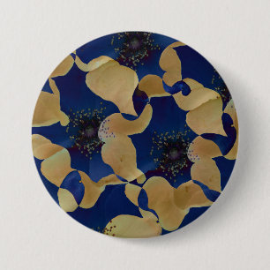 Art des Blumenmusters in Beige und Blau/Blume Button