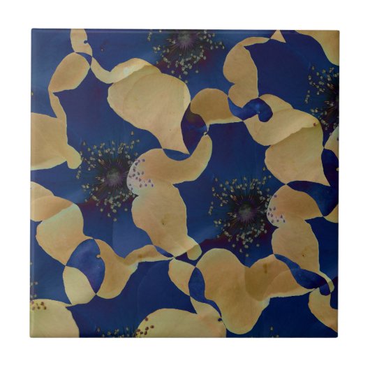 Art des Blumenmusters in Beige und Blau/Blume Fliese (Vorderseite)