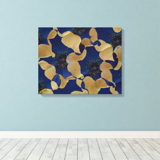Art des Blumenmusters in Beige und Blau/Blume Leinwanddruck (Insitu (Holzboden))