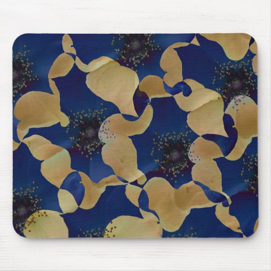 Art des Blumenmusters in Beige und Blau/Blume Mousepad (Vorne)