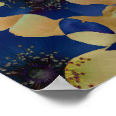 Art des Blumenmusters in Beige und Blau/Blume Poster (Ecke)